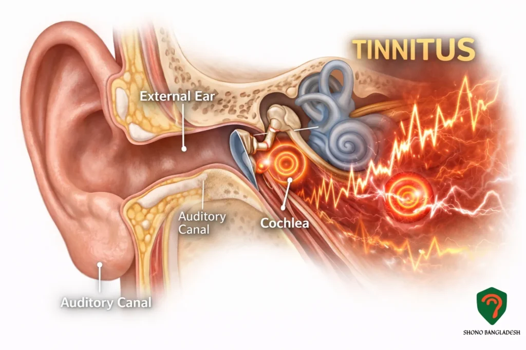 টিনাইটাস, Tinnitus, রিং,হিস হিস,গুঞ্জন,শিস,ঝনঝন,কিচিরমিচির এধরনের শব্দ শোনার অনুভূতি 2 tinnitus