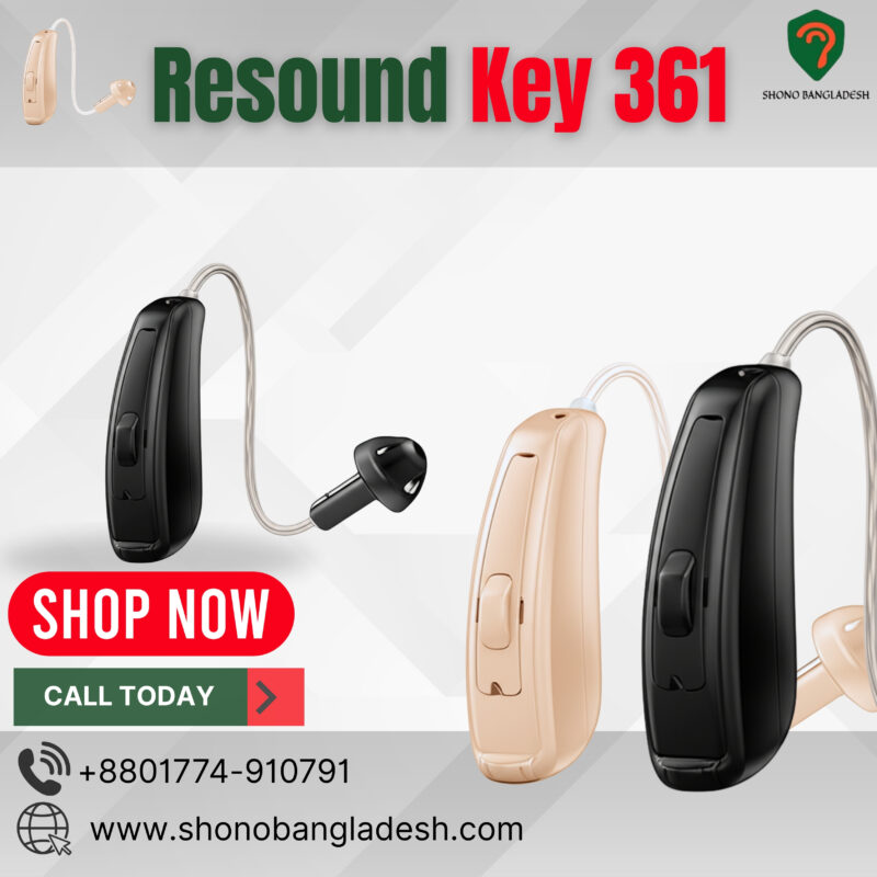ReSound Key 361 hearing aid with rechargeable battery