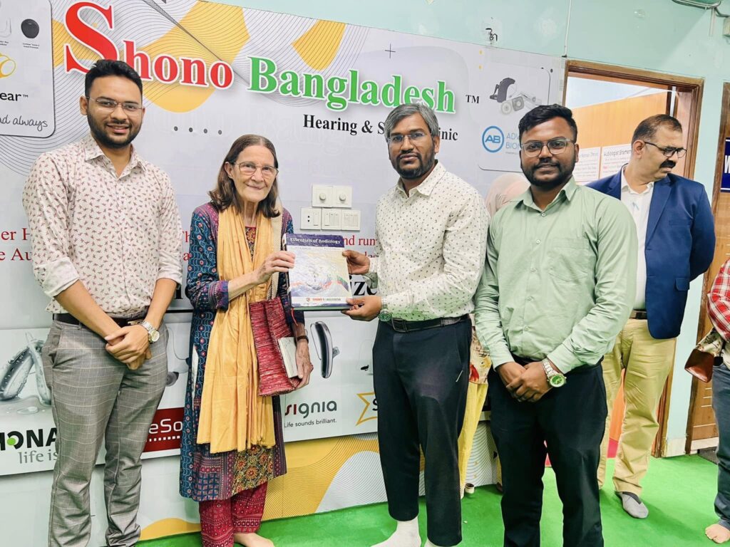We are proud and deeply inspired to have welcomed Dr. Valerie Ann Taylor, the founder of CRP Bangladesh, to Shono Bangladesh Hearing and Speech Clinic! 🌟👏 She joined us as the Chief Guest at our roundtable discussion titled "Breaking the Sound Barrier" 🎤👏. During her visit, Dr. Taylor learned about our services, expressed high praise for our work, and even participated in a hearing screening herself. The visit also included productive discussions regarding a potential Memorandum of Understanding (MoU) and placement opportunities—marking a significant step forward in our mission to expand access to quality hearing and speech services. Thank you, Dr. Taylor, for your support, encouragement, and belief in our cause. Your presence has truly energized our team and vision. 🙏🎉 #ShonoBangladesh #CRPBangladesh #HearingCare #Collaboration #DrValerieAnnTaylor #HealthForAll